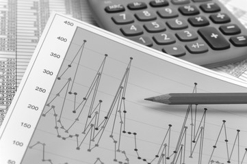 Finanzen mit Chart, Zahlentabelle und Taschenrechner