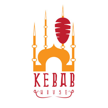 gyros doner kabob with authentic arabic building isolated vector
