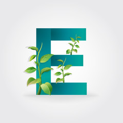 Green eco letters logo with leaves.