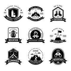 Mountain Camp Black White Emblems