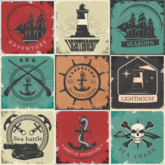 Fototapeta premium Sailing Vintage Stickers