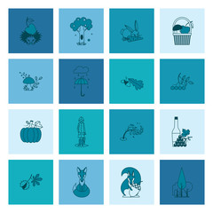 Set of Flat Autumn Icons