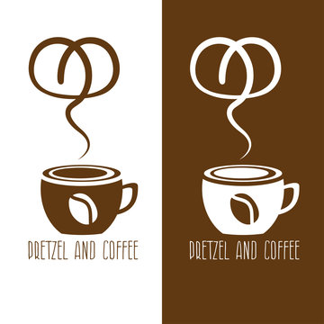 coffee cup and pretzel vector design template