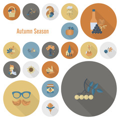 Set of Flat Autumn Icons