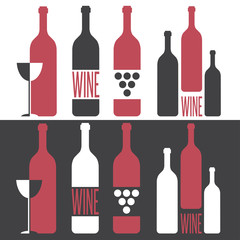 Obrazy na Szkle  zestaw ilustracji wektorowych na temat wina