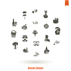 Set of Flat Autumn Icons