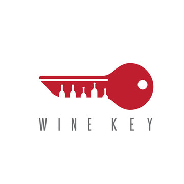 Wine Key Concept With Bottles Vector Design Template