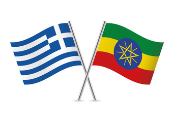 Greek and Ethiopian flags. Vector illustration.