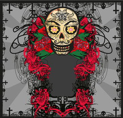 card with mexican skull