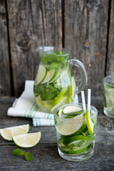 Homemade refreshing cold lemonade
