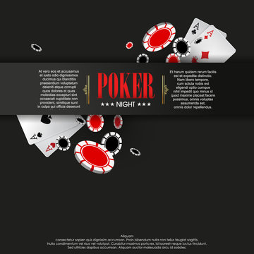 Casino Poker Poster Or Banner Background Or Flyer Template.