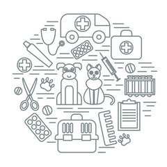 Veterinary pet health care animal medicine icons set isolated