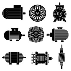 Electric motor vector icons - obrazy, fototapety, plakaty