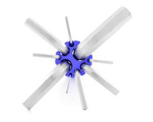 Allen key, chrome tool for construction, isolated on white background