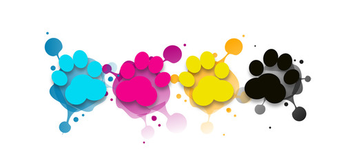 CMYK dog paws with blots © sidliks