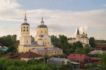 View from Serpukhov kremlin hill:  St. Elijah the Prophet church, Trinity church.
