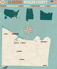 Fototapeta premium Large and detailed map and infos about Morgan County in Alabama 