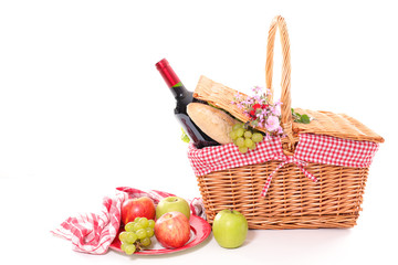 picnic basket isolated on white