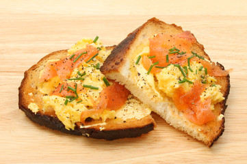 Scrambled egg and smoked salmon