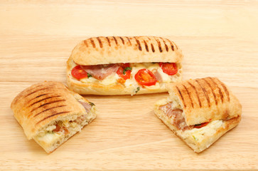 Whole and cut pannini