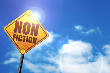 non fiction, 3D rendering, glowing yellow traffic sign