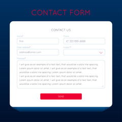 Design elements for the development of the site: contact form or feedback form