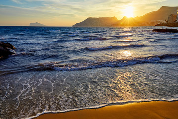Calpe sunset in Mediterranean in cantal roig