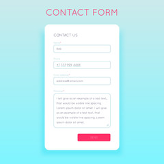 Design elements for the development of the site: contact form or feedback form