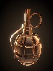 Abstract 3d rendering hand gold grenade