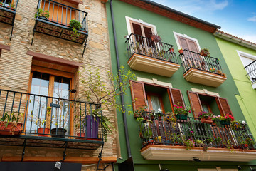 Denia street Loreto facades in Alicante spain
