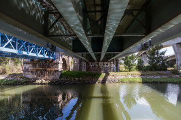 bridge on river in european city