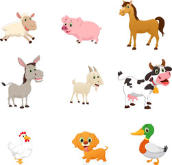 Obraz na płótnie Canvas set of farm animal cartoon