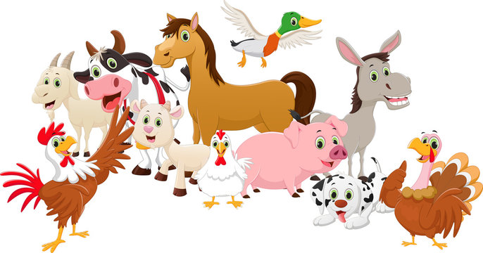 cartoon family farms isolated on white background