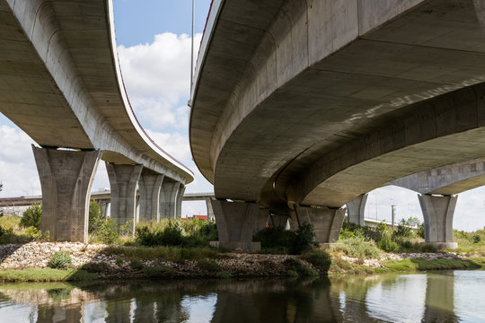 bridge on river in european city