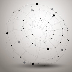 Abstract asymmetric vector monochrome object with black lines me