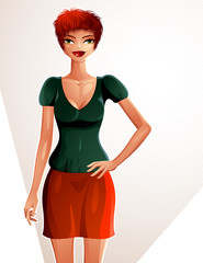 Illustration of gorgeous business woman with stylish haircut