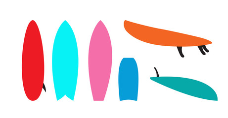 Set of windsurfing boards. Vector Illustration.