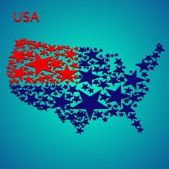 Abstract USA map from stars