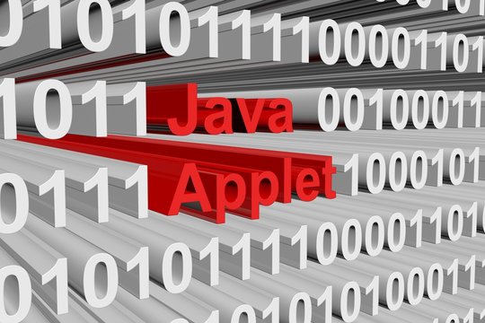 the java applet in the form of binary code, 3D illustration