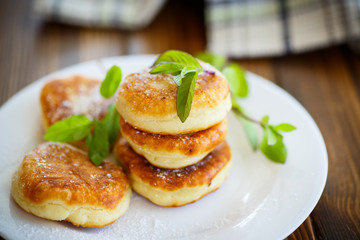 sweet cheese pancakes on a plate 