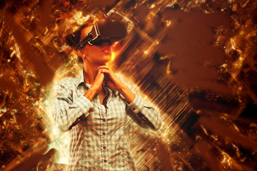 Fototapeta premium Woman in virtual reality
