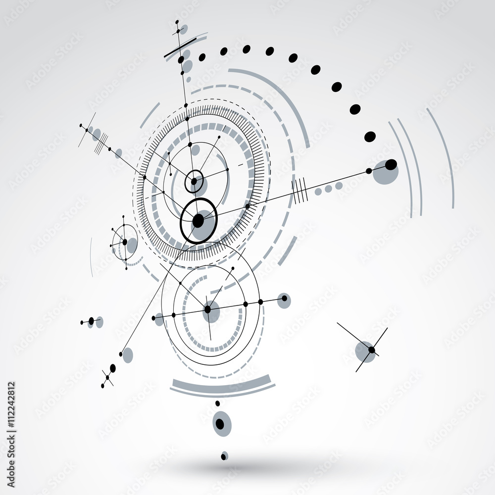 Poster vector bauhaus abstract background made with grid and overlappin