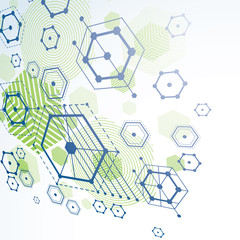 3d vector abstract green background created in Bauhaus retro sty