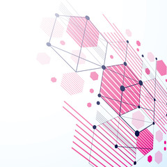 Modular Bauhaus 3d vector magenta background, created from simpl