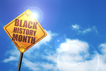 black history month, 3D rendering, glowing yellow traffic sign