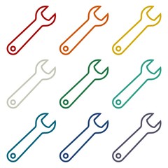 Wrench vector icons set 