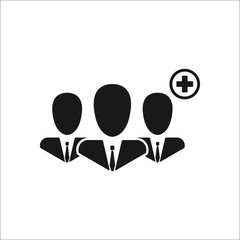 Add multiple users sign simple icon on background
