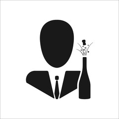 Abstract business success champagne bottle simple icon on background