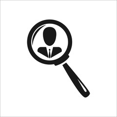 People search with loupe sign simple icon on background