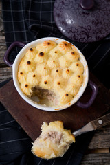 Potato baked pudding with meat
